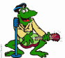 Guitar-playing frog in Elvis mode (blank card)