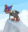 Eagle holding American flag