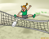 Cartoon of a woman playing volleyball (JPEG)