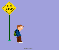 School Bus Stop Blue background 204x175 cartoon