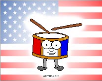 4th Of July drum with background cartoon