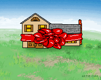 House unwrapping from ribbons animation
