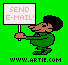 cartoon guy with sign: Send Email (gif)