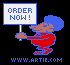 cartoon guy with sign: Order now (gif)