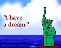 Statue of Liberty with quote from Martin Luther King, Jr.