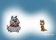 Bulldog and Chihuahua (Still GIF Cartoon)