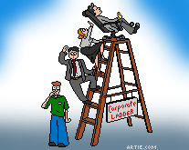 Corporate Ladder with Background 207x165 (Still GIF Cartoon)