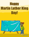 Happy Martin Luther King Day - Artist with painting of flag
