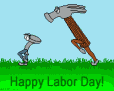 Hammer chasing nail - Happy Labor Day