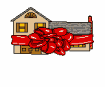 House wrapped in ribbon