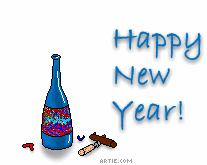 Champagne bottle, Happy New Year cartoon