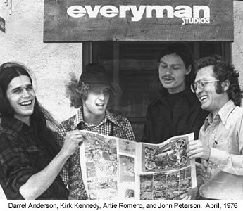 Everyman Studios artists Darrel Anderson, Kirk Kennedy, Artie Romero and John Peterson, April 1976