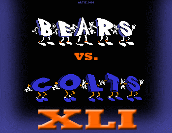 Animated NFL cartoon, Chicago BEARS vs. Indianapolis COLTS XLI