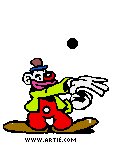 clown juggling balls (gif)