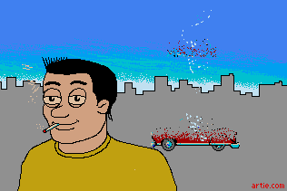 tornado, car and smoking man (gif)