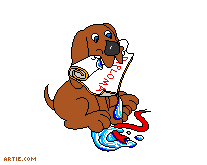 dog eating diploma (gif)