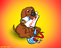 dog slobbering on diploma (gif)