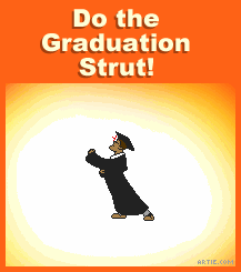Graduate boy strutting