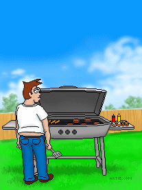 Grill on fire animation
