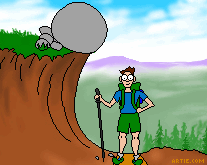 Big Rock Crushing Hiker With Background