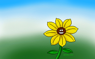 Fat Hungry Bug Surprises Happy Flower