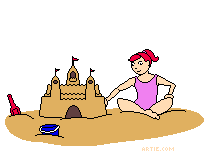 Sand castle collapses cartoon