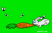 Cartoon bunny sniffs a carrot: gif animation