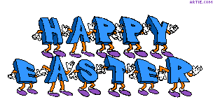 Happy Easter in dancing letters