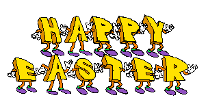Happy Easter in dancing letters