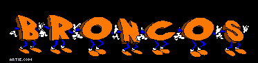 Dancing Broncos - Orange on Black animation - Animated letters