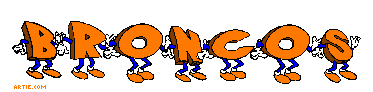 Dancing Broncos - Orange on white animation - Animated letters