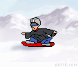 Snowboarding dude animated cartoon