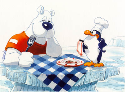 Polar bear and penguin cartoon